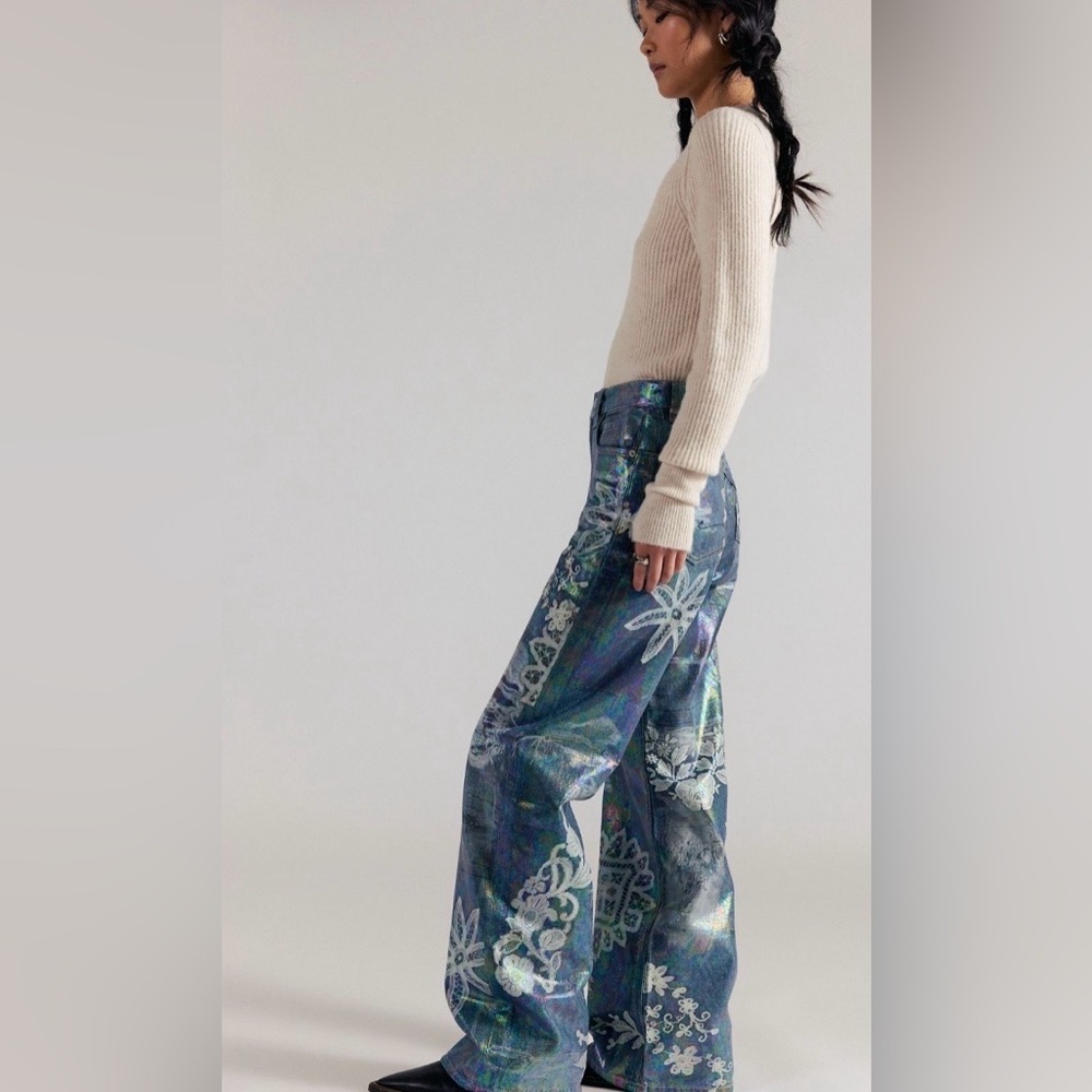 We The Free Tinsley Printed High-Rise Illusions Jeans Size 26 NWT - Picture 3 of 16